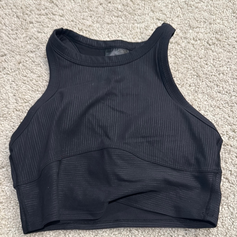 Lululemon Athletica Black Fitted Crop Tank Top